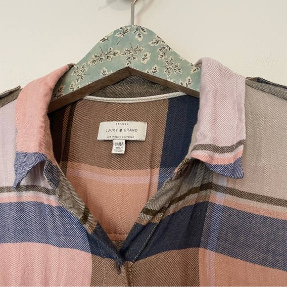 Lucky Brand Neutral Plaid Button Front Shirt - Picture 2 of 4
